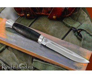 Финка-3 (рукоять кожа, тыльник и гарда алюминий), изображение 1