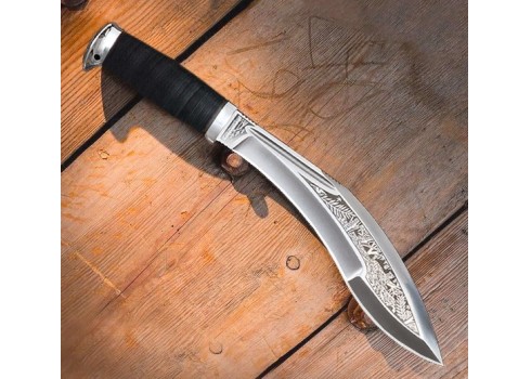 Кукри Джунгли (рукоять кожа,тыльник и гарда алюминий), изображение 1