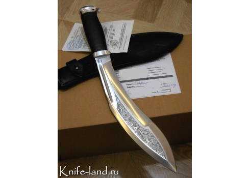 Кукри Джунгли (рукоять кожа,тыльник и гарда алюминий), изображение 6