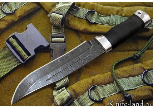 Н7 Дамаск (рукоять кожа, тыльник и гарда алюминий), изображение 1