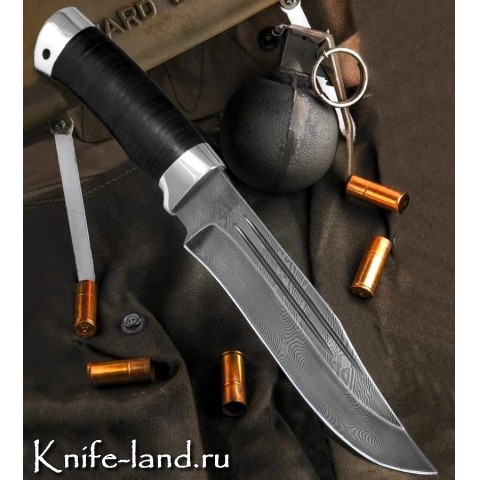 Н7 Дамаск (рукоять кожа, тыльник и гарда алюминий)